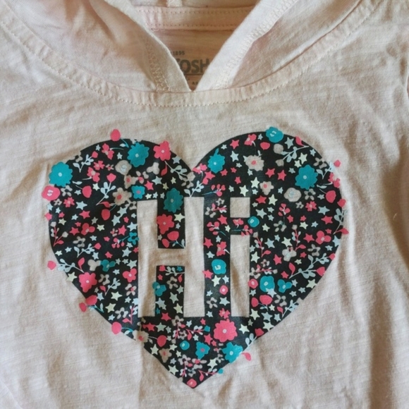 oshkosh b'gosh heart graphic long sleeve hoodie peplum top 12-18 months baby - Picture 4 of 7